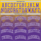 Custom Yellow Purple-White Gradient Square Shapes Round Neck Sublimation Basketball Suit Jersey