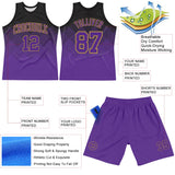 Custom Black Purple-Old Gold Fade Fashion Round Neck Sublimation Basketball Suit Jersey