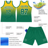 Custom Yellow Kelly Green-White Fade Fashion Round Neck Sublimation Basketball Suit Jersey
