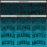 Custom Black Teal Gradient Square Shapes Round Neck Sublimation Basketball Suit Jersey