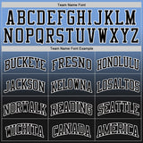 Custom Powder Blue Black-White Fade Fashion Round Neck Sublimation Basketball Suit Jersey