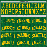 Custom Kelly Green Yellow Geometric Shape Round Neck Sublimation Basketball Suit Jersey