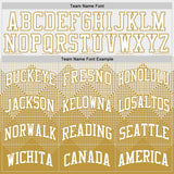 Custom White Old Gold Gradient Square Shapes Round Neck Sublimation Basketball Suit Jersey
