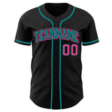 222 Custom Black Pink-Teal Authentic Baseball Jersey Test(勿删!!!!)