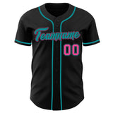222 Custom Black Pink-Teal Authentic Baseball Jersey Test(勿删!!!!)