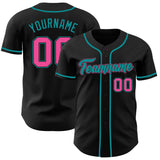 222 Custom Black Pink-Teal Authentic Baseball Jersey Test(勿删!!!!)