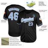 Custom Black Light Blue-White Mesh Authentic Throwback Baseball Jersey