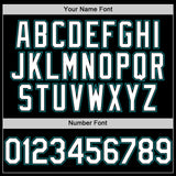 Custom Black White-Teal Mesh Authentic Throwback Baseball Jersey
