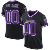 Custom Black Purple-White Mesh Authentic Throwback Football Jersey