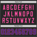 Custom Black Purple-Pink Mesh Authentic Throwback Football Jersey