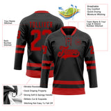 Custom Black Red Hockey Lace Neck Jersey