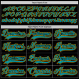Custom Black Teal-Yellow Hockey Lace Neck Jersey