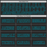 Custom Black Teal Mesh Authentic Throwback Football Jersey