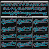 Custom Black Teal-Medium Pink Authentic Throwback Baseball Jersey