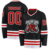 Custom Black Red-White Hockey Jersey