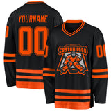 Custom Black Orange Hockey Jersey