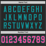 Custom Black Pink-Teal Mesh Authentic Football Jersey