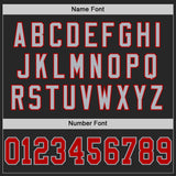 Custom Black Red-Gray Mesh Authentic Football Jersey