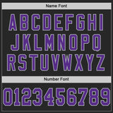 Custom Black Purple-Gray Mesh Authentic Football Jersey
