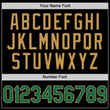 Custom Black Kelly Green-Old Gold Authentic Throwback Basketball Jersey