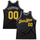 Custom Black Gold-Gray Authentic Throwback Basketball Jersey