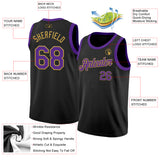 Custom Black Purple-Old Gold Authentic Basketball Jersey