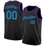 Custom Black Teal-Purple Authentic Basketball Jersey
