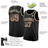 Custom Black Vintage USA Flag-Cream Authentic Basketball Jersey
