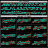 Custom Black Aqua-Orange Authentic Baseball Jersey
