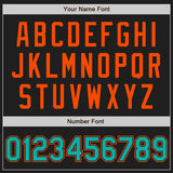 Custom Black Aqua-Orange Authentic Baseball Jersey