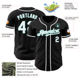 Custom Black White-Ice Blue Authentic Baseball Jersey