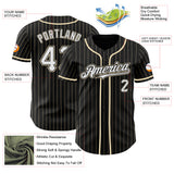 Custom Black Cream Pinstripe White Authentic Baseball Jersey