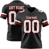 Custom Black White-Red Mesh Authentic Football Jersey