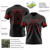 Custom Black Red Mesh Authentic Football Jersey