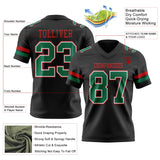Custom Black Kelly Green White-Red Mesh Authentic Football Jersey