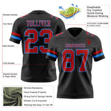 Custom Black Red-Powder Blue Mesh Authentic Football Jersey