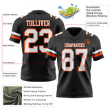 Custom Black White-Orange Mesh Authentic Football Jersey