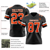 Custom Black Orange-White Mesh Authentic Football Jersey