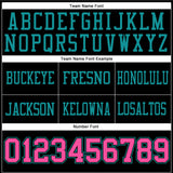 Custom Black Pink-Teal Mesh Authentic Football Jersey