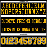 Custom Black Gold-White Mesh Authentic Football Jersey
