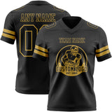 Custom Black Old Gold Mesh Authentic Football Jersey