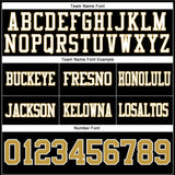 Custom Black Old Gold-White Mesh Authentic Football Jersey