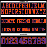 Custom Black Purple-Orange Mesh Authentic Football Jersey
