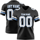 Custom Black White-Light Blue Mesh Authentic Football Jersey