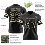 Custom Black Cream Mesh Authentic Football Jersey