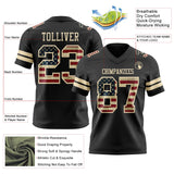 Custom Black Vintage USA Flag-Cream Mesh Authentic Football Jersey