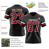 Custom Black Cardinal-White Mesh Authentic Football Jersey