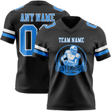 Custom Black Powder Blue-White Mesh Authentic Football Jersey