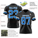 Custom Black Powder Blue-White Mesh Authentic Football Jersey
