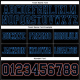 Custom Black Powder Blue-Orange Mesh Authentic Football Jersey